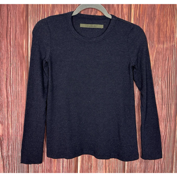 Enza Costa Womens Navy Blue Ribbed Long Sleeve Top Modal Spandex Size XS - Picture 1 of 4